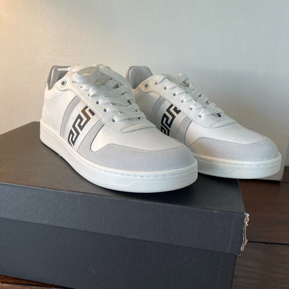 Versace Women's Greca Low Top White and Grey Sneakers, 1012657, Sizes 37, 38 - Picture 1 of 16